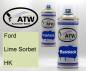 Preview: Ford, Lime Sorbet, HK: 400ml Sprühdose + 400ml Klarlack - Set, von ATW Autoteile West.